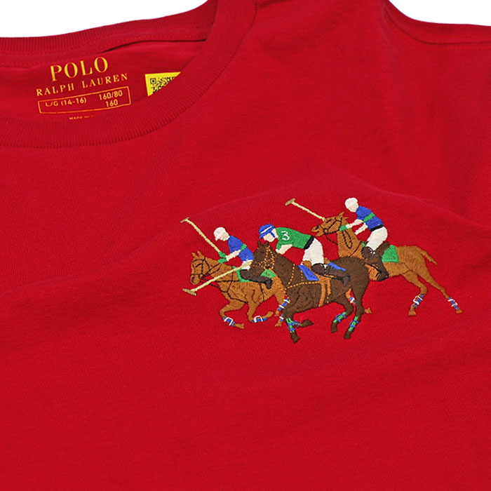 8SM1 ラルフローレン　ロゴ刺繍　ポロシャツ　レッド　古着used POLO RALPH LAUREN（ポロ・ラルフローレン） ポロ ラルフローレン