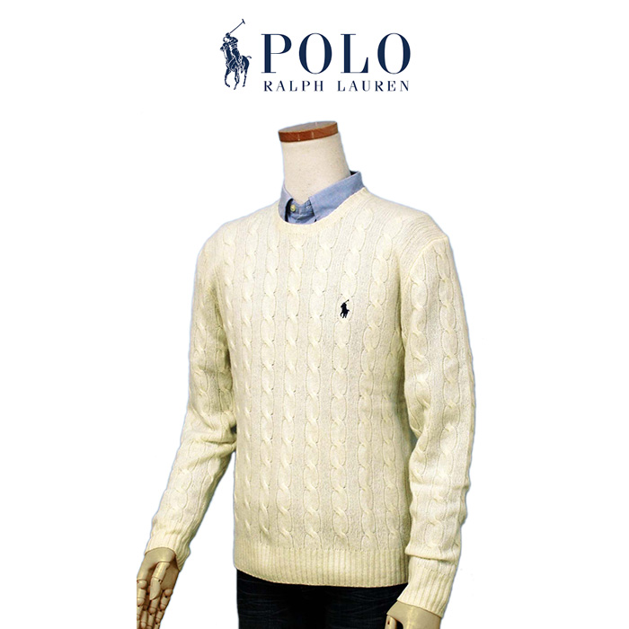 ポロラルフローレン  POLO Ralph Lauren  ケーブルセーター カシミヤ混  ウール ...