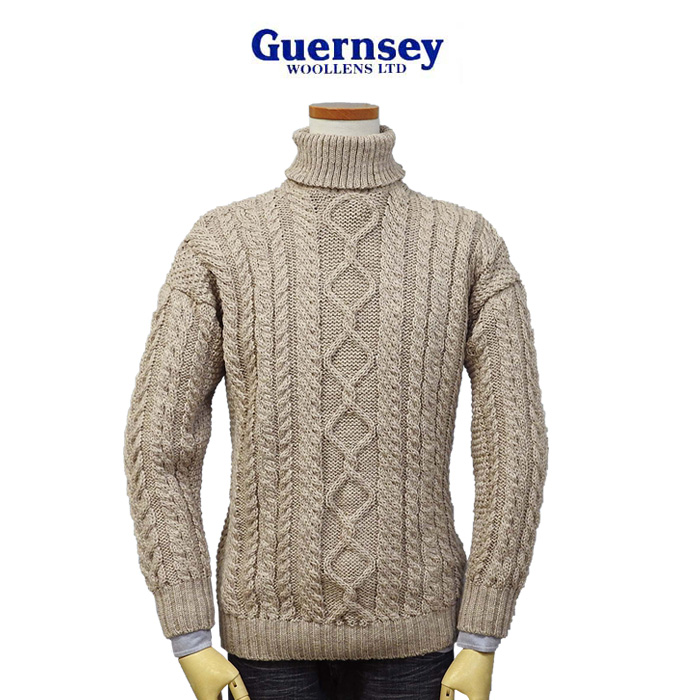 ガンジーウーレンズ Guernsey Woollens アラン タートルネックセーター  ウール A...