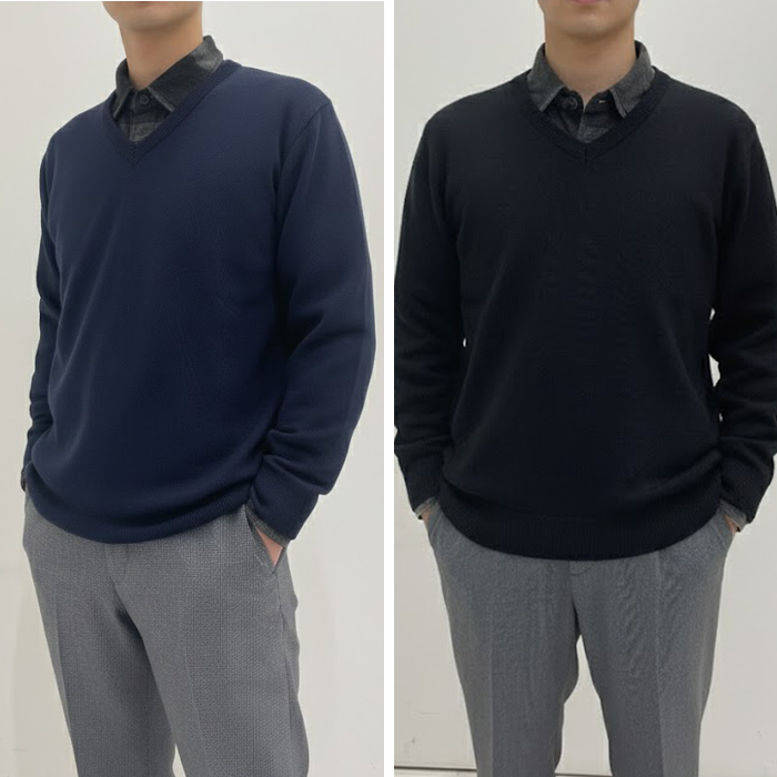 Vネックセーター ビジネス スクール 日本製 ウール混 ウォシャブル