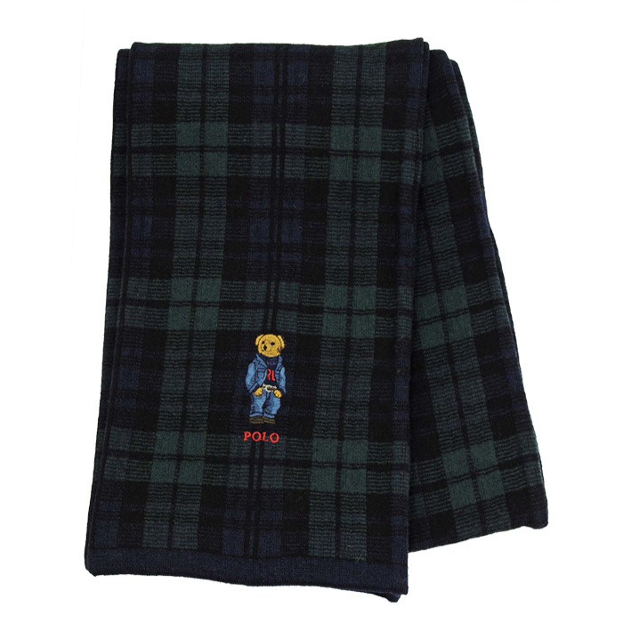 ポロベアー ラルフローレン マフラー タータンチェック POLO Ralph Lauren ベア BEAR クマ 秋冬 ウール混 #pc0770 ポロベアー ラルフローレン マフラー タータンチェック POLO Ralph Lauren ベア BEAR クマ 秋冬 ウール混 #pc0770