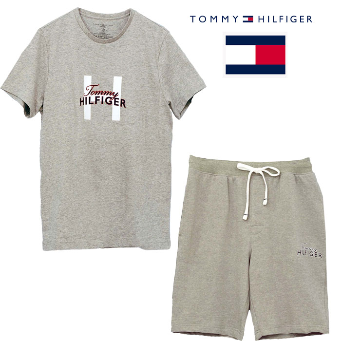 Tommy Hilfiger トミーヒルフィガー メンズ  半袖Tシャツ ハーフパンツ 上下 部屋着 ルームウエア 父の日 パジャマ #09t4161-4153｜cheap-tock