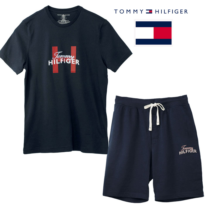 Tommy Hilfiger メンズ 半袖Tシャツ ハーフパンツ 上下 部屋着 父の日 パジャマ #...