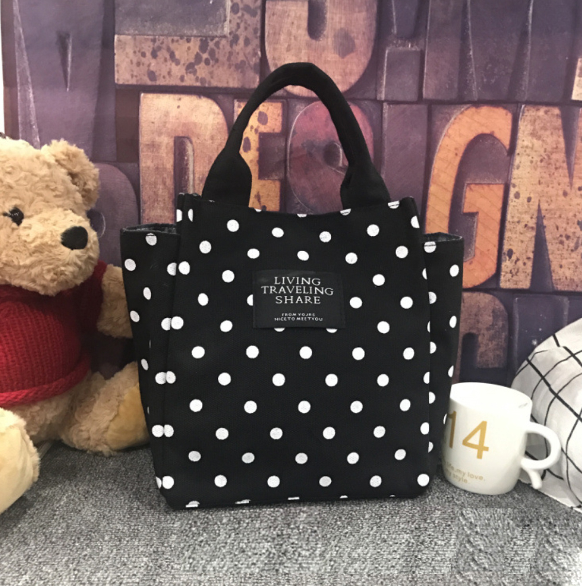 トートバッグ ミニ ランチバッグ キャンバス 帆布 ミニトートバッグ ペットボトル 水筒 コンパクト 大容量 全10色 | ブランド登録なし | 07