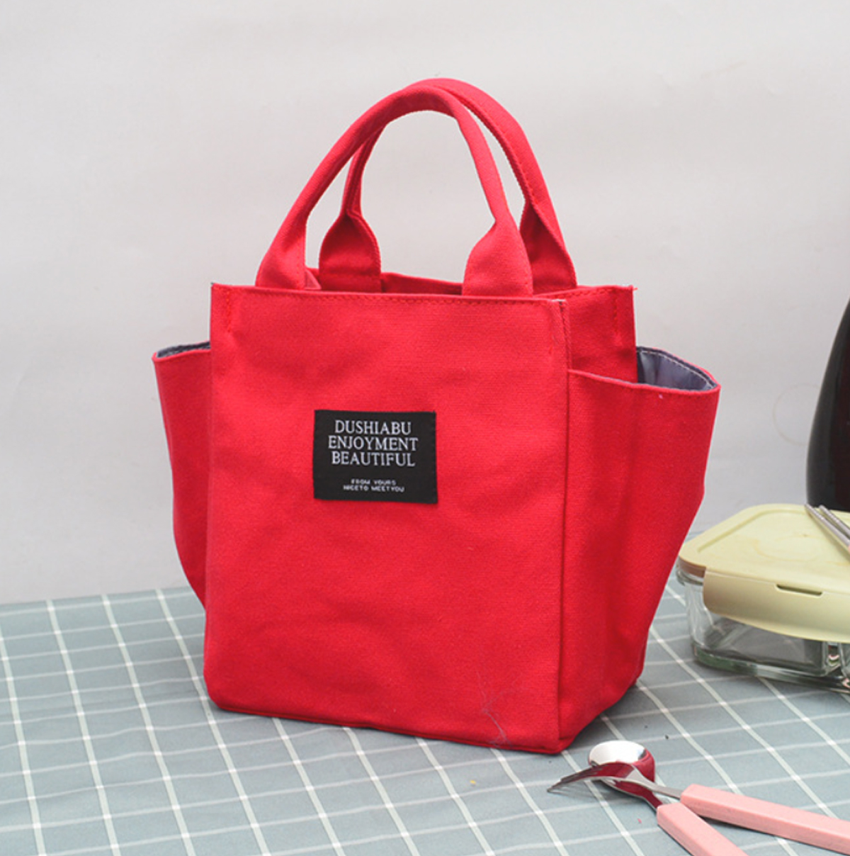 トートバッグ ミニ ランチバッグ キャンバス 帆布 ミニトートバッグ ペットボトル 水筒 コンパクト 大容量 全10色 | ブランド登録なし | 02