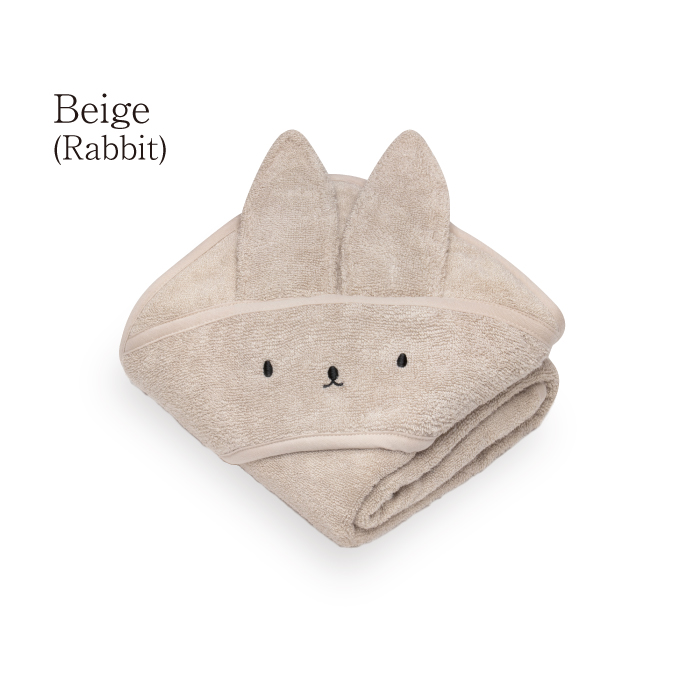 フード付き バスタオル | mymemi マイメミ Bamboo Hooded Towel [85x85cm] | 竹繊維 やわらか 抗菌 出産祝い 名入れ刺繍 うさぎくま 風呂上り プールの画像