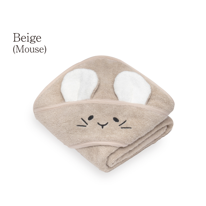 フード付き バスタオル | mymemi マイメミ Bamboo Hooded Towel [85x85cm] | 竹繊維 やわらか 抗菌 出産祝い 名入れ刺繍 うさぎくま 風呂上り プールの画像