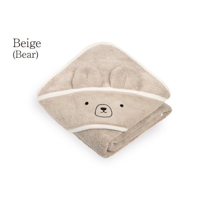 フード付き バスタオル | mymemi マイメミ Bamboo Hooded Towel [85x85cm] | 竹繊維 やわらか 抗菌 出産祝い 名入れ刺繍 うさぎくま 風呂上り プールの画像