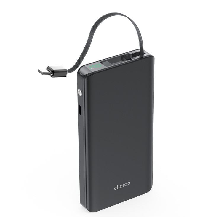 cheero モバイルバッテリー タイプC ケーブル内蔵 巻取り式