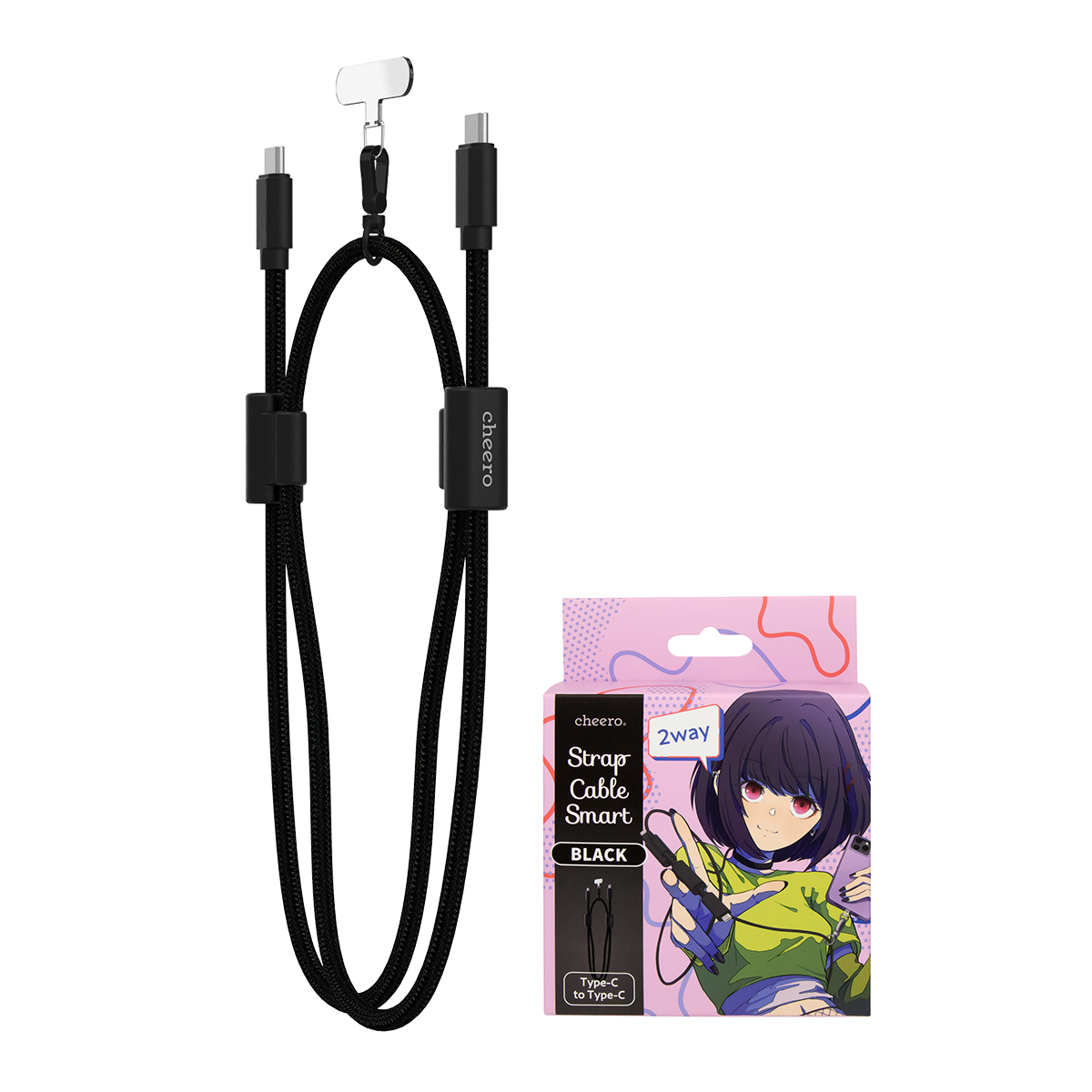 スマホストラップ 携帯ストラップ スマホショルダー 充電ケーブル タイプC Type-C  iPhone Android 急速充電 チーロ cheero Strap Cable Smart |  | 01