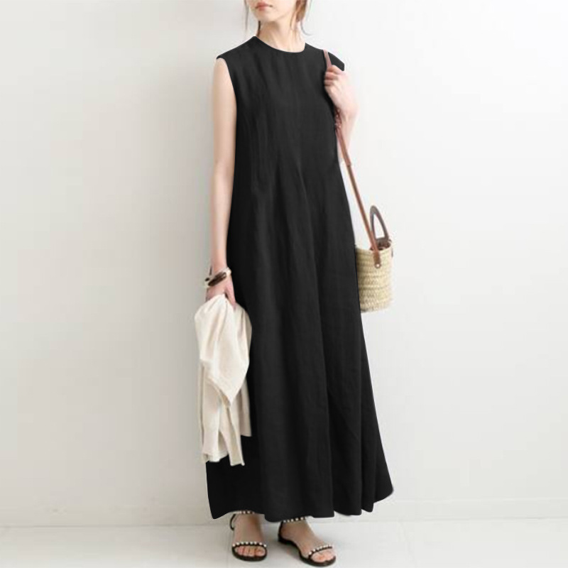 ワンピース レディース 夏 袖なし ロング丈 マキシ丈 ロングワンピース  