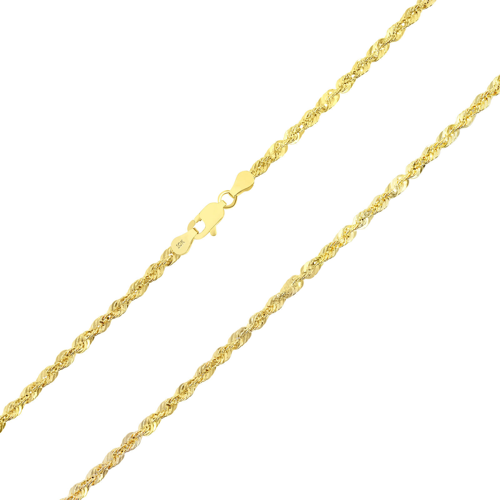 【新品同様 / 希少】 10K イエロー ゴールド レーザー カット ダイヤモンド ネックレス ロープ チェーン 約3mm 約66cm ネックレス ブレスレット 【2467309959】 (90184円)