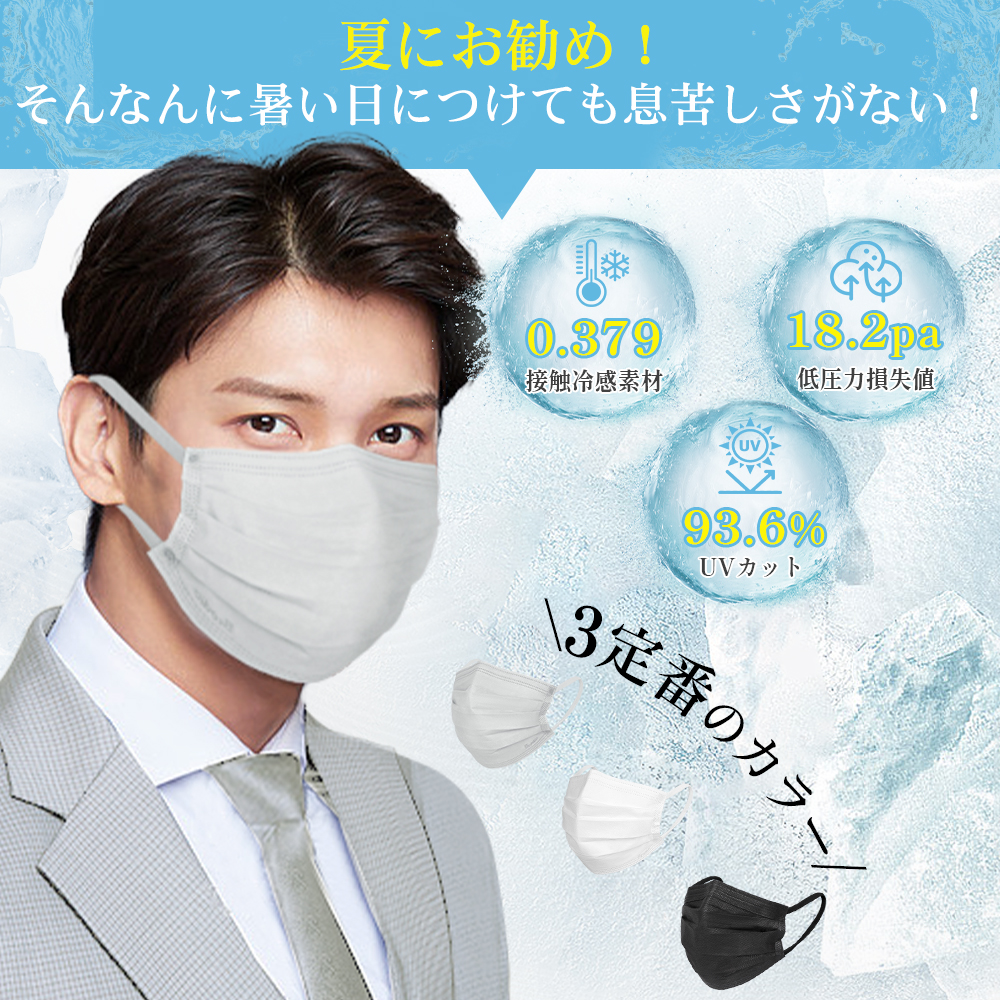 高品質★マスク 冷感 大きめ マスク 不織布 大きいサイズ メンズ 使い捨てマスク Ω式プリーツ 立体 黒 グレー 白 男 個包装30枚 耳痛くない  花粉対策 孫