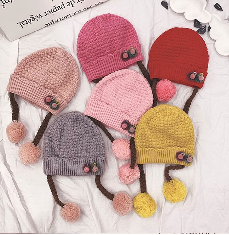 ニット帽 ベビー用】 三つ編みがかわいいニット帽子 子供用 赤ちゃん用