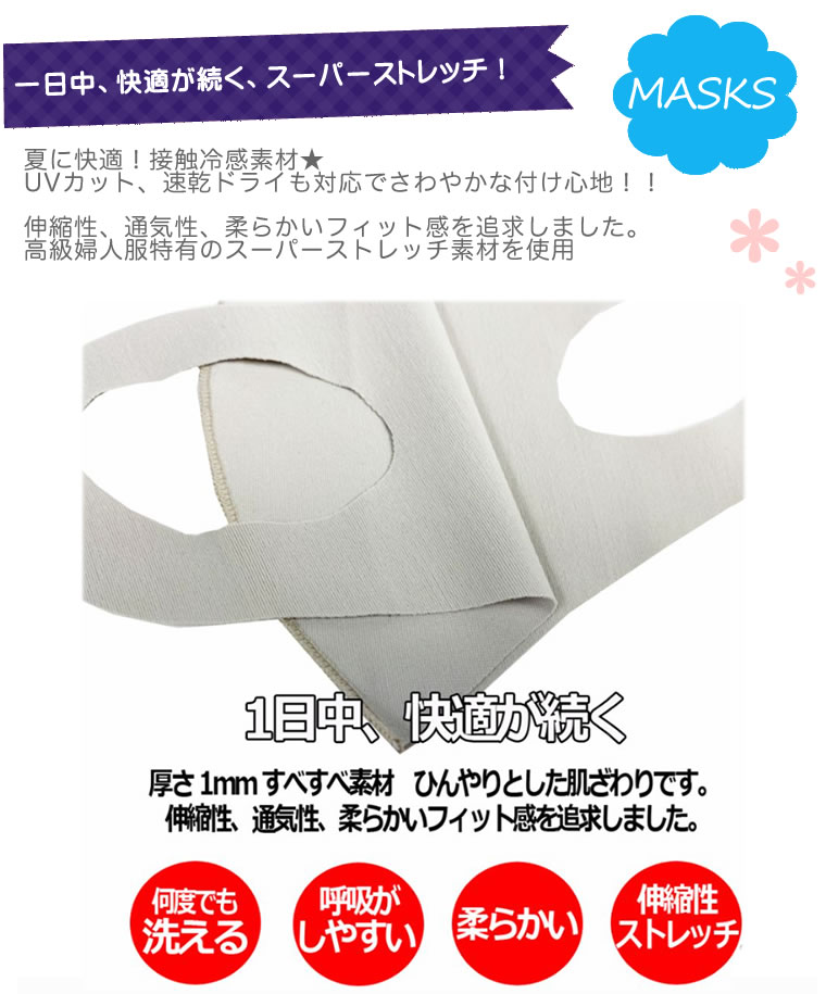 マスク 立体 5枚 日本製 接触冷感 冷感 夏 ひんやり 冷たい レディース 女性 子供 キッズ マスク 大人 クール  :8050717-5maiX:輸入ベビーキッズ服 Cherie - 通販 - 