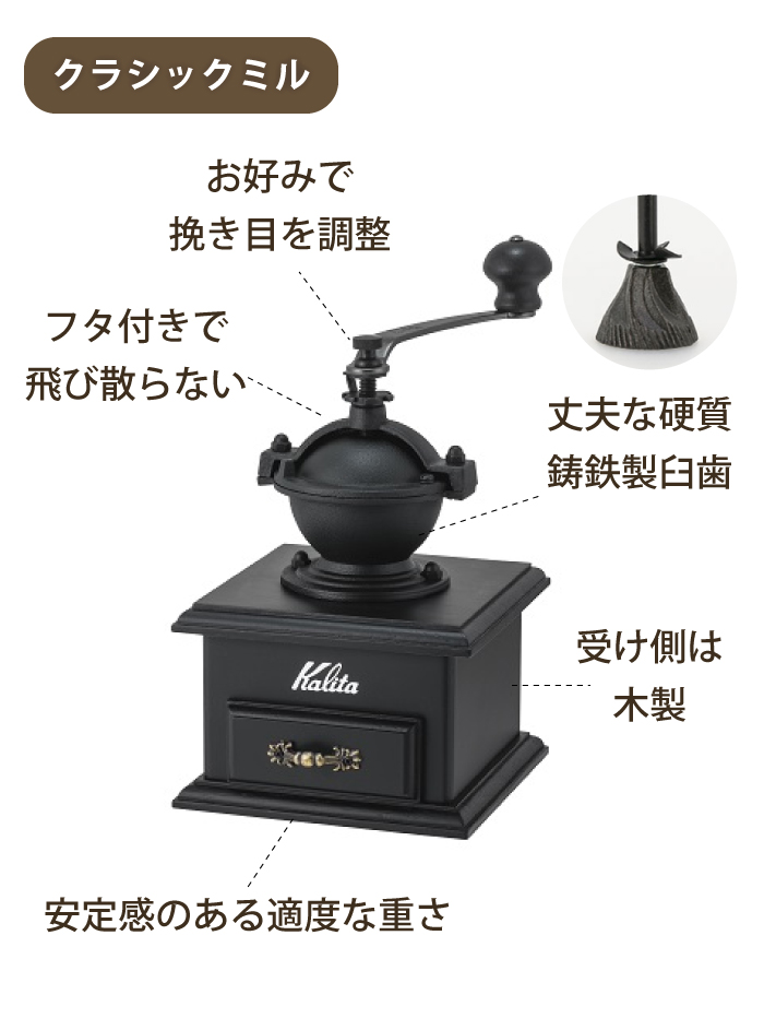 Kalita（カリタ） コーヒーミル 手動 クラシックミル ハンドドリップ