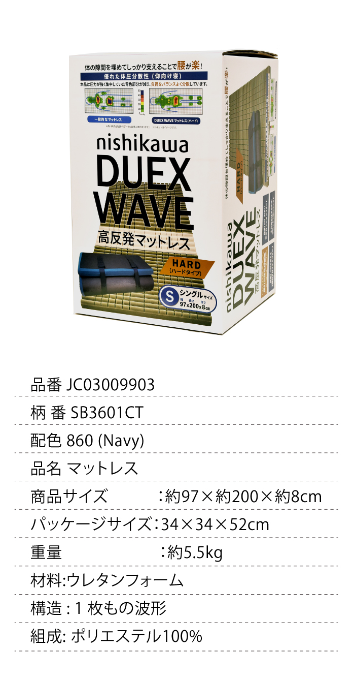 西川 マットレス シングル 硬め 厚さ8センチ 敷布団 寝具 ハード