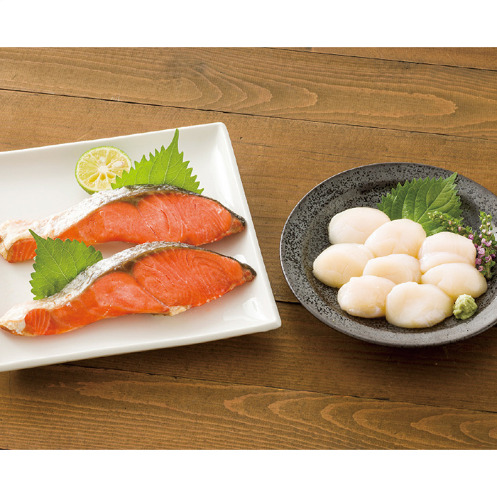 紅鮭切身・ホタテ貝柱