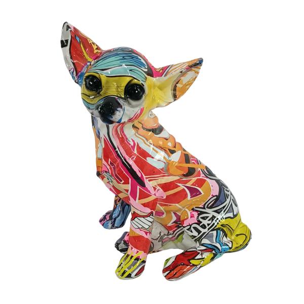 犬の置物ホームデコレーション、チワワの落書き塗装像、クリエイティブでカラフルなモダンオーナメント犬の彫刻、本棚の動物像の装飾｜chibi-maruya｜02