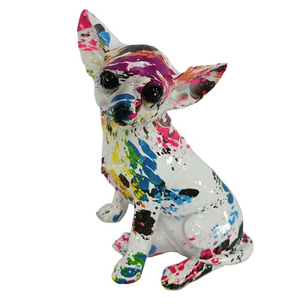 犬の置物ホームデコレーション、チワワの落書き塗装像、クリエイティブでカラフルなモダンオーナメント犬の彫刻、本棚の動物像の装飾｜chibi-maruya｜03