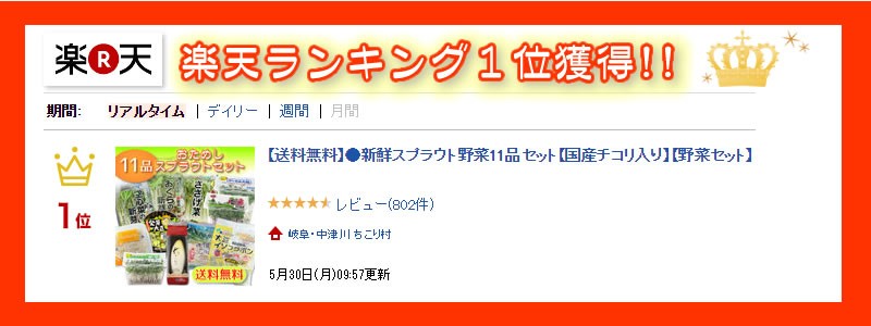 楽天ランキング１位獲得
