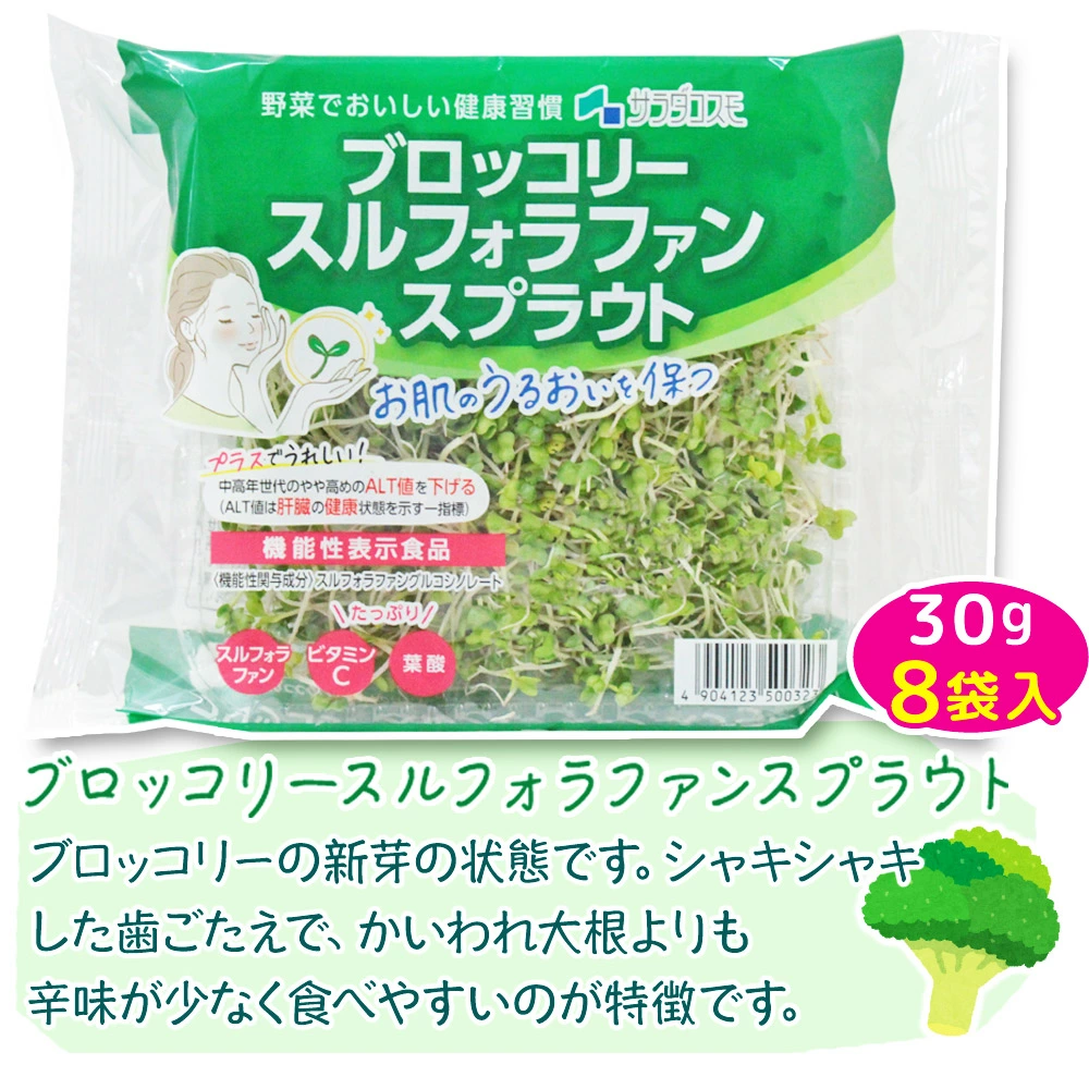 ブロッコリー スルフォラファン スプラウト 30g×8パック入 機能性表示食品 E678(届出番号) ブロッコリースプラウト ブロッコリーの新芽 関連画像1
