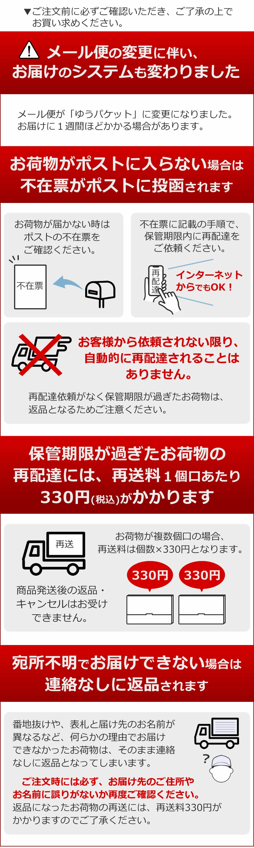 ゆうパケットの注意点