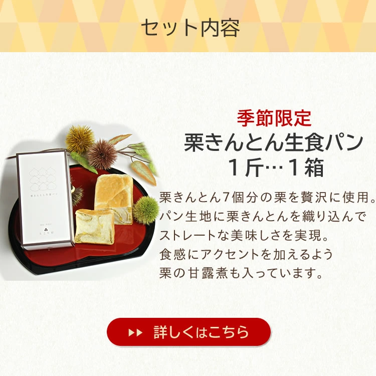 セット内容１．季節限定栗生食パン
