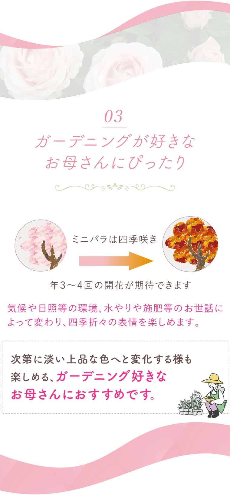 特長03：ガーデニング好きなお母さんにぴったり