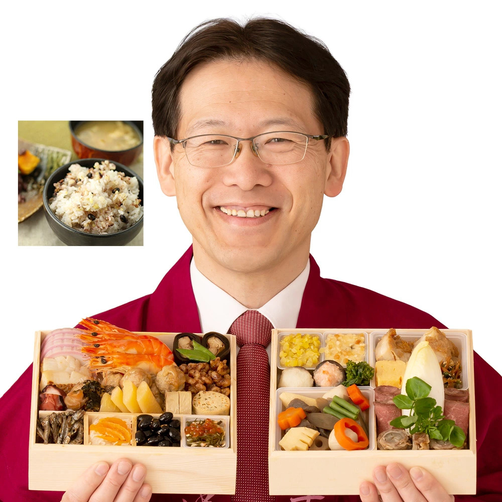 おせち料理 2027 早割 冷蔵 ちこり村 和風 栗きんとん 田舎の手づくりおせち 二段重 薄味 3人前 4人前 中津川 | ちこり村 | 02