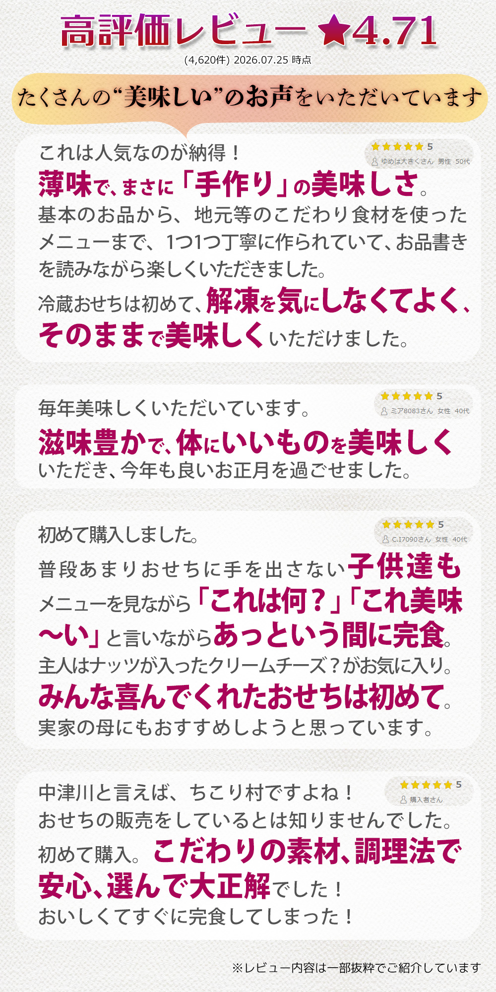 高評価レビュー★4.71