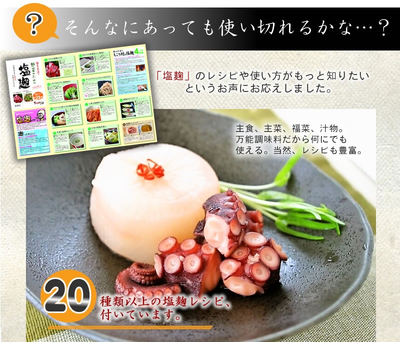 ちこり村の塩麹は20種類以上のレシピつき