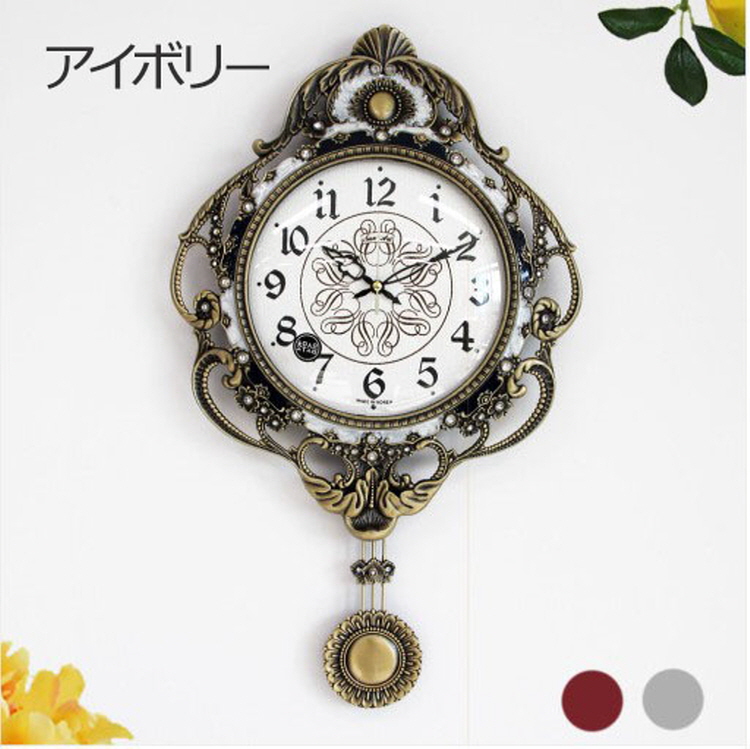 掛け時計 真鍮飾りオーロラ（アイボリー） 電波時計 キュービック おしゃれ aibori.jpg