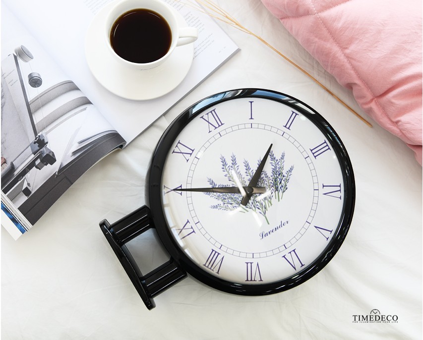 両面電波時計 両面時計 Morden Double Clock Lavender(Black