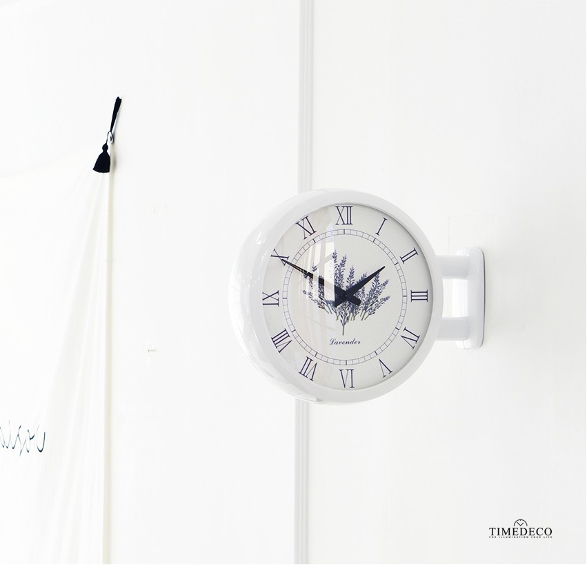 両面電波時計 両面時計 Morden Double Clock Lavender(White