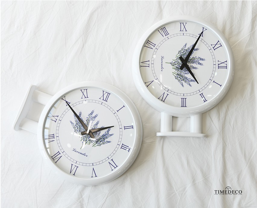 両面電波時計 両面時計 Morden Double Clock Lavender(White