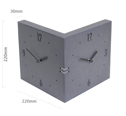 コーナー両面時計 ハンドメード 木製両面壁掛け時計 おしゃれ 掛時計
