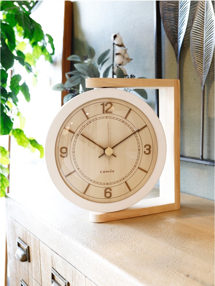 両面時計 ウェイン 立体 木製 両面壁掛け時計 SW603_W.ナチュラル 