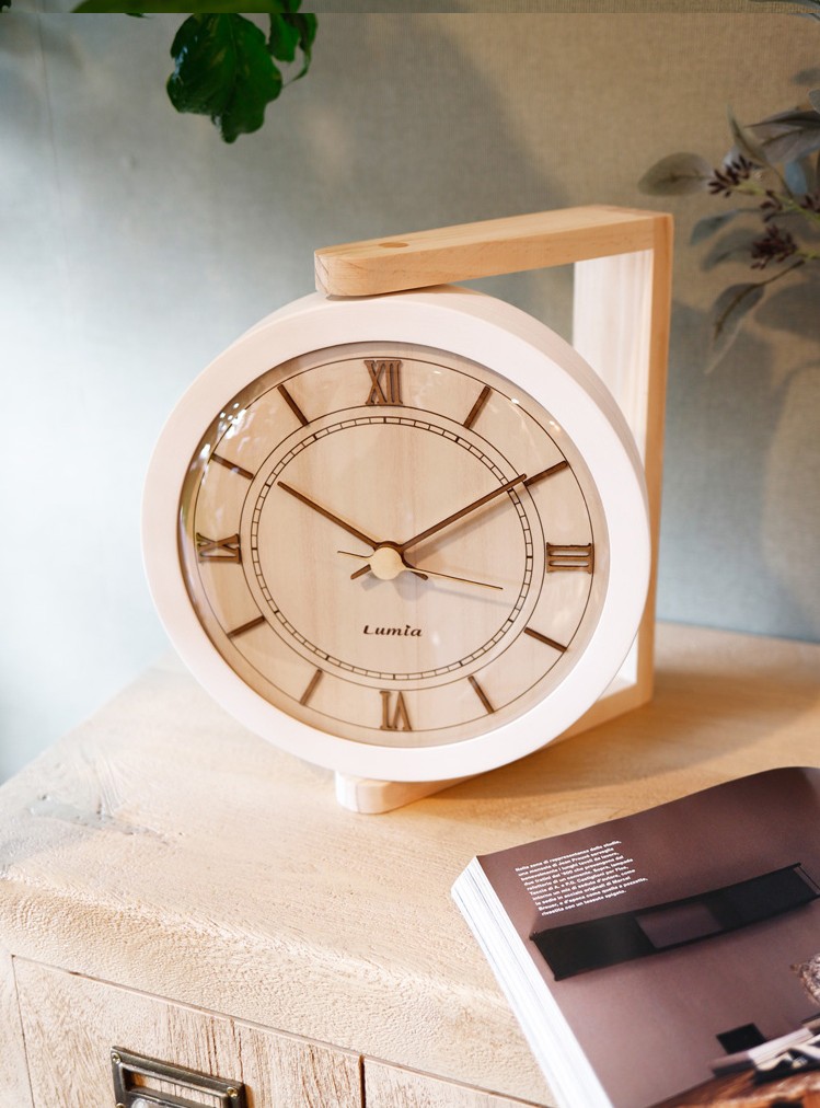 ウェイン 立体 木製 両面壁掛け時計 SW603_W.ナチュラル(無音