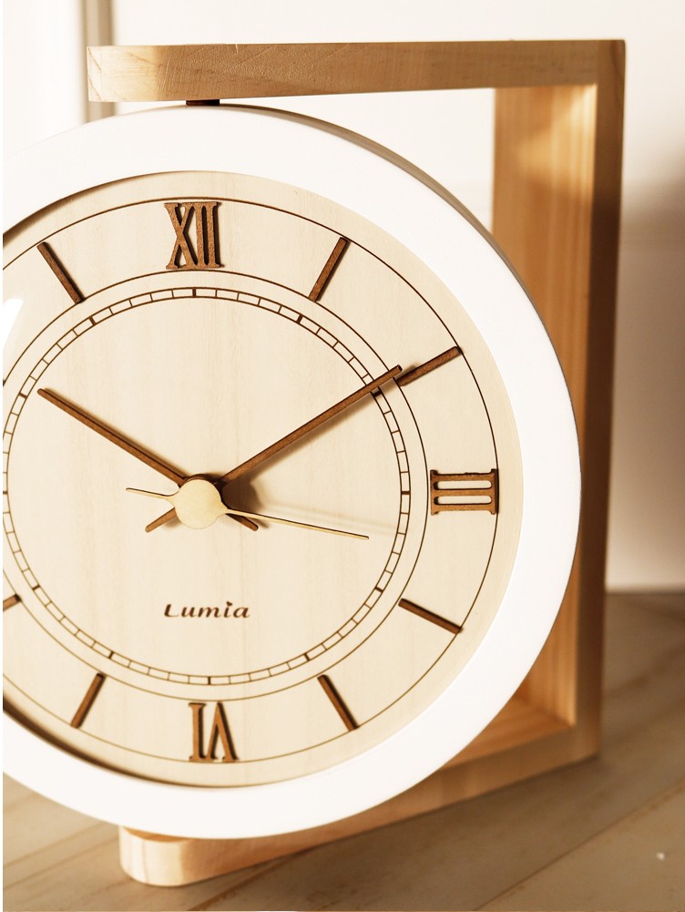 両面時計 ウェイン 立体 木製 両面壁掛け時計 SW603_W.ナチュラル(無音 