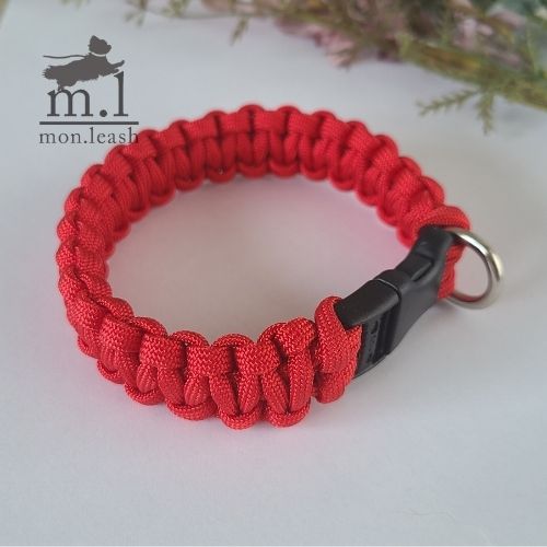 犬用首輪 【 パラコード首輪 / 3．レッド 】 犬 首輪 散歩用 犬