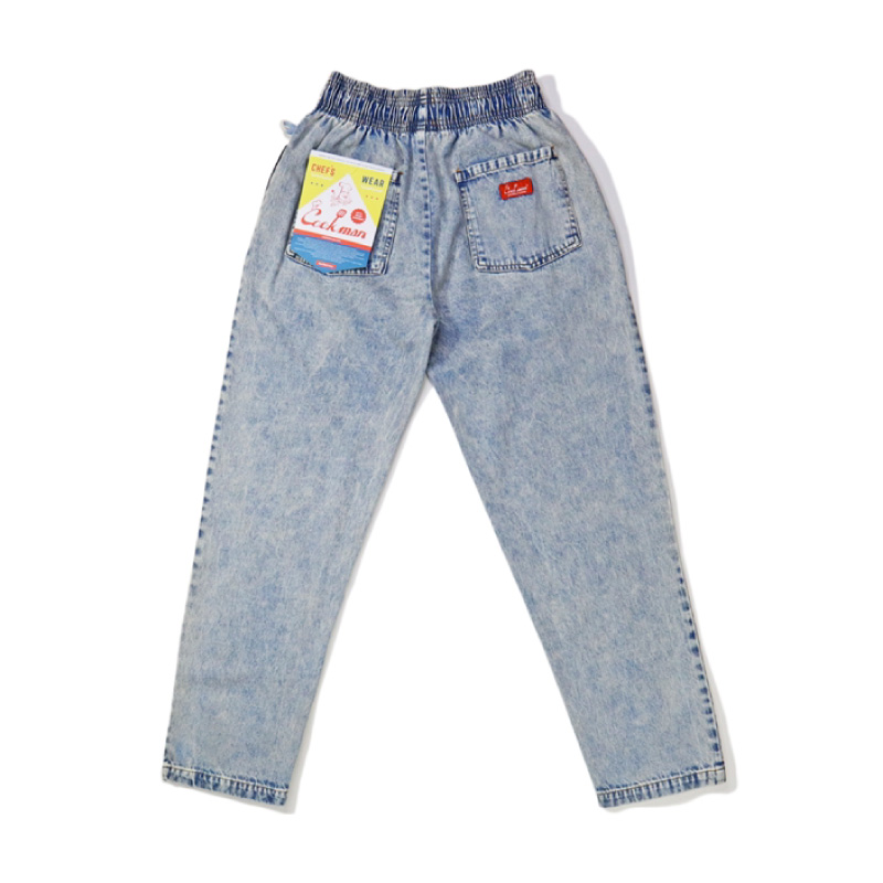 Cookman クックマン デニムシェフパンツ ケミカルウォッシュブルーデニム Washed Denim Blue 青 イージーパンツ ユニセックス