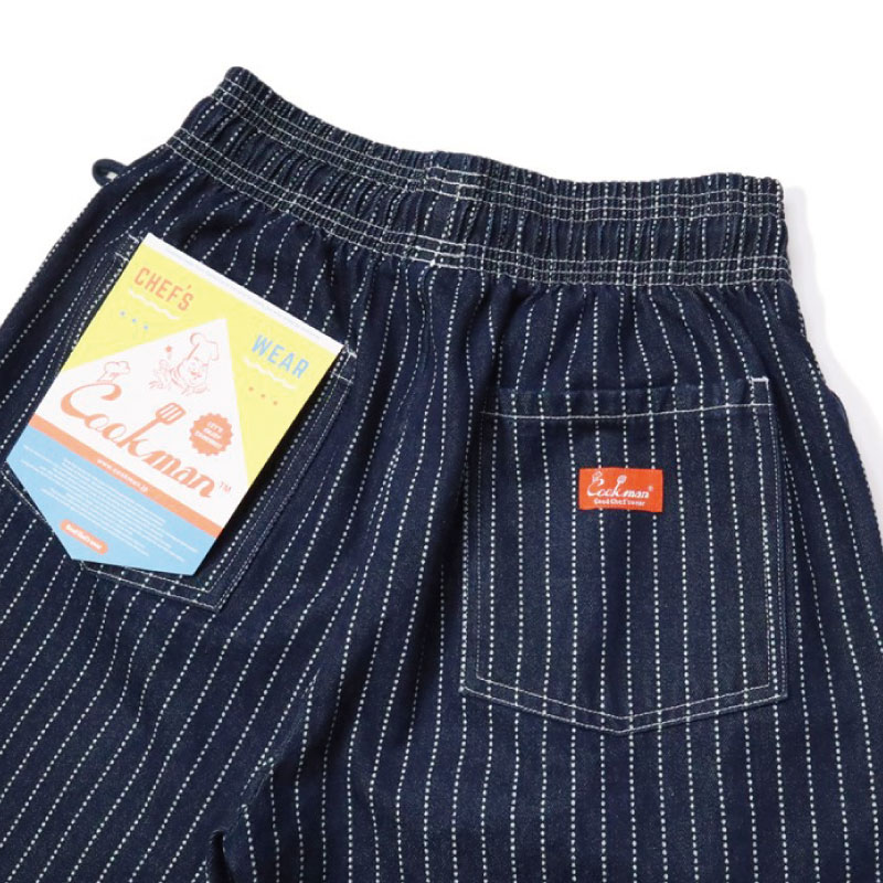 クックマン シェフパンツ イージーパンツ ウォバッシュストラップデニム L COOKMAN（クックマン） シェフパンツ Chef Pants Wabash Denim Navy