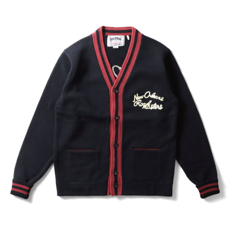 HOUSTON（ヒューストン） コットンカーディガン チェーンステッチ 刺繍