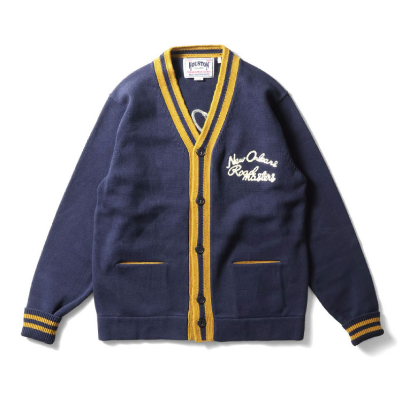 HOUSTON（ヒューストン） コットンカーディガン チェーンステッチ 刺繍