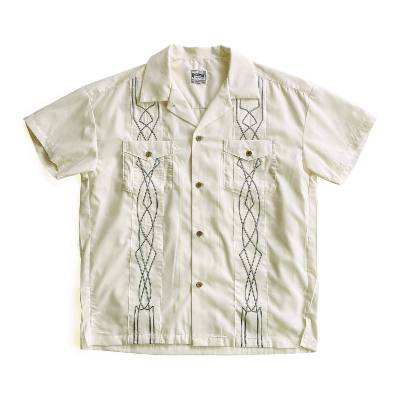 HOUSTON キューバシャツ 白 HOUSTON シャツ ヒューストン BOTANICAL EMB CUBA SHIRT