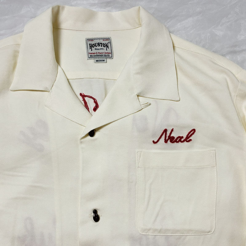 HOUSTON ヒューストン 刺繍 ボーリングシャツ XLサイズ ワイン HOUSTON（ヒューストン） ボーリングシャツ レーヨンオープンカラー
