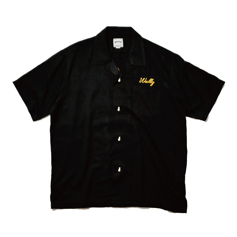 50s 60s レーヨンギャバ ボウリングシャツ チェーンステッチ ブラック Black Mint】レーヨンシャツ レーヨン100% ボーリングシャツ チェーン