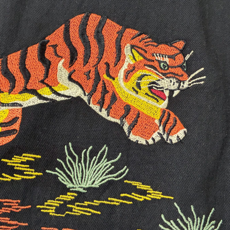HOUSTON ベトジャン 虎とドラゴン刺繍 HOUSTON（ヒューストン） ベトジャン ベトナムジャケット 虎 トラ 刺繍