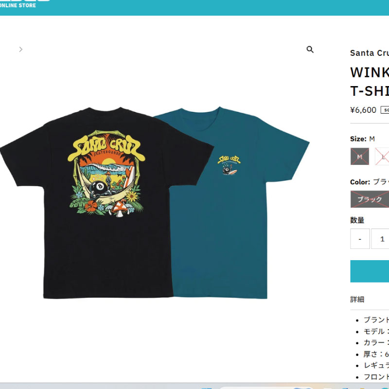 SANTA CRUZ（サンタクルーズ） Tシャツ WINKOWSKI 8BALLER ウィンコウ